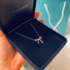 Authentic Tiffany’s Diamond Bow Pendant Necklace